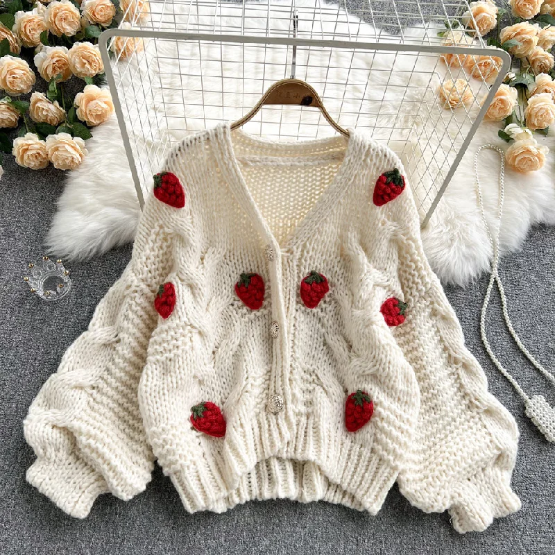 hooded women cardigan for added warmth and styleCute cardigan strawberry sweater S599 hooded women cardigan for added warmth and styleCute cardigan strawberry sweater S599
