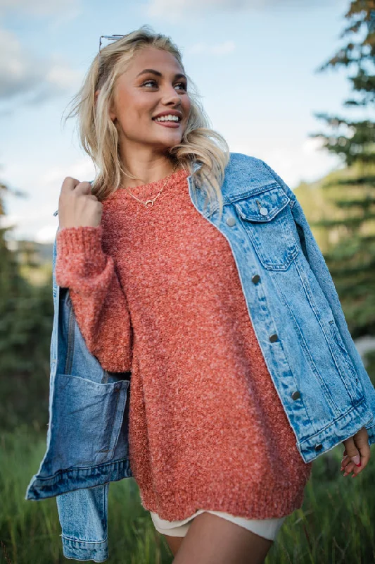 Sleeveless Women's Silk - Trimmed Sweaters for SummerDreamy Days Rust Fuzzy Crew Neck Sweater Sleeveless Women's Silk - Trimmed Sweaters for SummerDreamy Days Rust Fuzzy Crew Neck Sweater