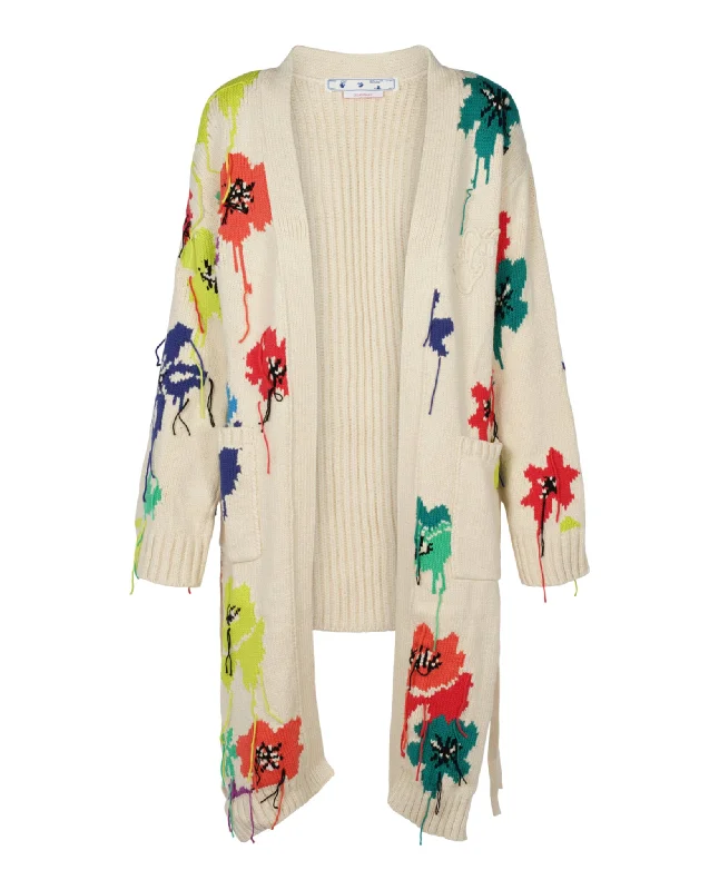 boyfriend style women cardigan for a relaxed fitFloral Knitted Cardigan