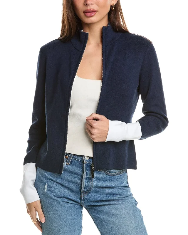 hooded women cardigan for added warmth and styleForte Cashmere Contrast Trim Zip Mock Cardigan hooded women cardigan for added warmth and styleForte Cashmere Contrast Trim Zip Mock Cardigan
