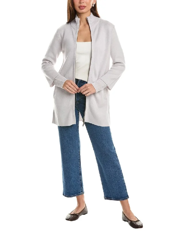 boyfriend style women cardigan for a relaxed fitForte Cashmere Doubleknit Zip Mock Wool & Cashmere-Blend Cardigan boyfriend style women cardigan for a relaxed fitForte Cashmere Doubleknit Zip Mock Wool & Cashmere-Blend Cardigan