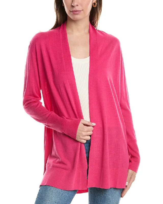 cable knit women cardigan with intricate patternsForte Cashmere Easy Silk & Cashmere-Blend Cardigan
