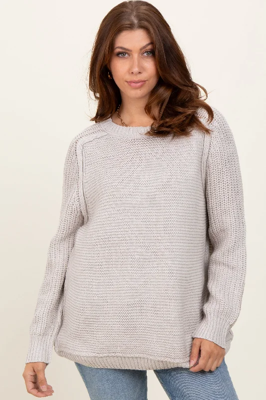 Boat Neck Women's Merino Wool Sweaters in Neutral ShadesGrey Basic Chunky Knit Sweater Boat Neck Women's Merino Wool Sweaters in Neutral ShadesGrey Basic Chunky Knit Sweater
