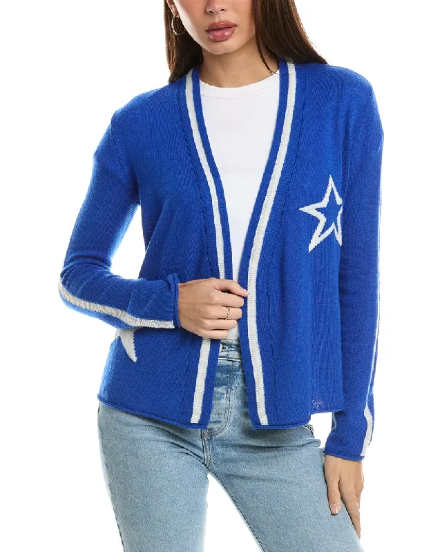 v neck women cardigan to elongate the necklineHannah Rose Star Intarsia Wool & Cashmere-Blend Cardigan