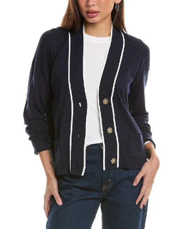 ribbed women cardigan with a classic textureHannah Rose Tipped High-Low Cashmere-Blend Cardigan