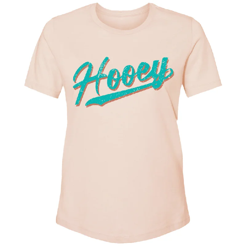 Pocketed Women T Shirt for Added Functionality"Hooey Varsity" Peach w/Teal Logo T-shirt Pocketed Women T Shirt for Added Functionality"Hooey Varsity" Peach w/Teal Logo T-shirt