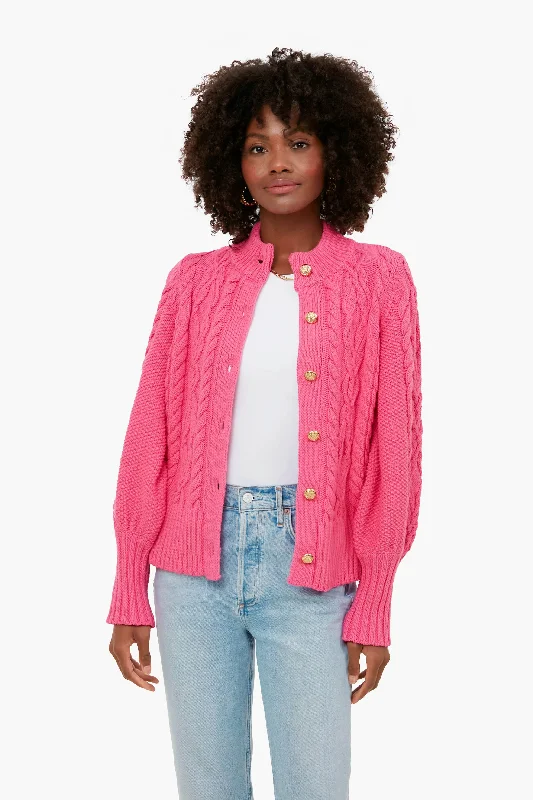open front women cardigan for easy stylingHot Pink Cotton Colette Cardigan