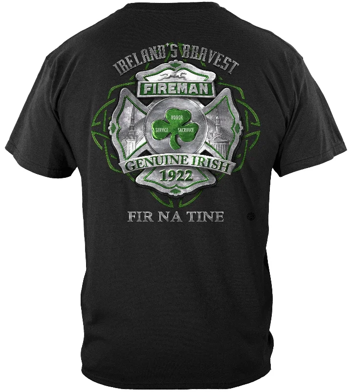 Embroidered Women T Shirt with Intricate DetailsIrelands Bravest FireTshirt