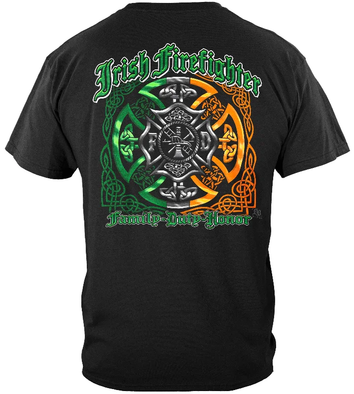 V - Neck Women T Shirt to Enhance the NecklineIrish Firefigher Family Duty Honor T-shirt