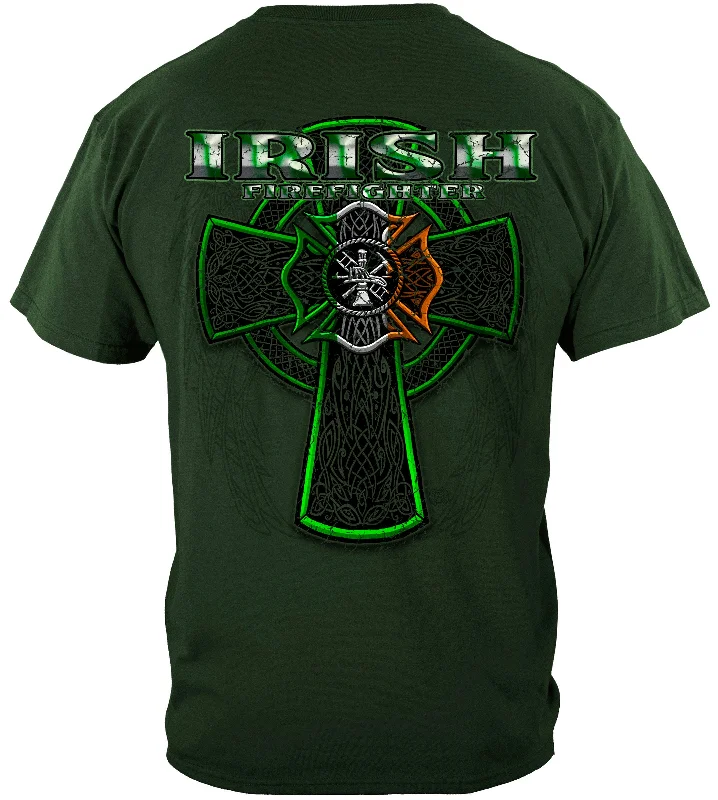 V - Neck Women T Shirt to Enhance the NecklineIrish Firefighter Foil Design Tshirt
