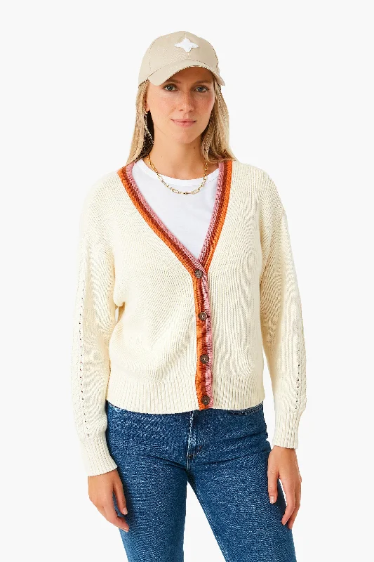 button down women cardigan with vintage buttonsIvory with Tipping Robin Crop Cardigan button down women cardigan with vintage buttonsIvory with Tipping Robin Crop Cardigan