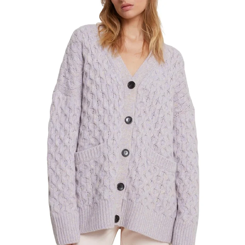 Jacks Wool Cardigan In Lavender Marled