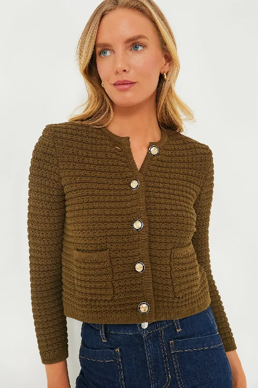plus size women cardigan for comfortable layeringKaki Gaspard Cardigan