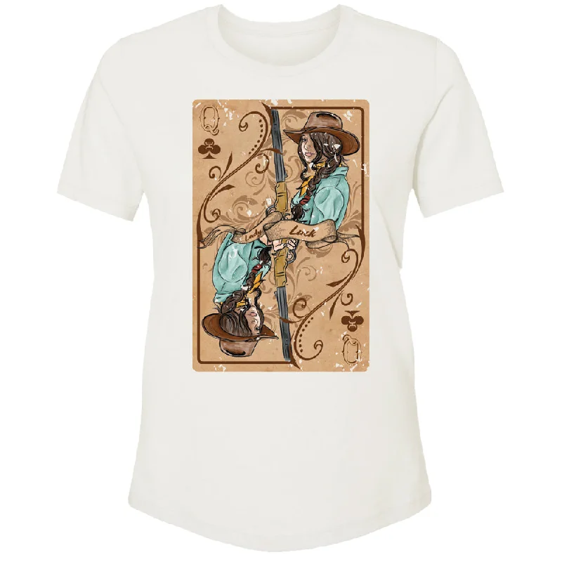 Long Sleeve Women T Shirt for Cooler Weather"Lady Luck" Cream T-shirt