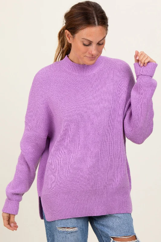 Mock Neck Women's Alpaca Wool Sweaters in Earth TonesLavender Mock Neck Basic Sweater