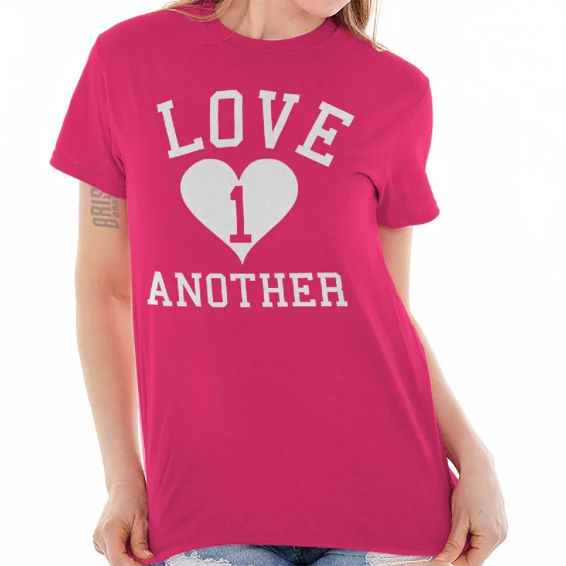 Puff Sleeve Women T Shirt for a Fashion - Forward LookLove One Another Printed Adult T-Shirt