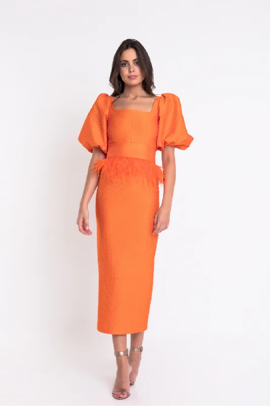 Bell - Sleeve Women's Mohair - Wool Blend SweatersMatilde Cano Naranja Pluma Dress