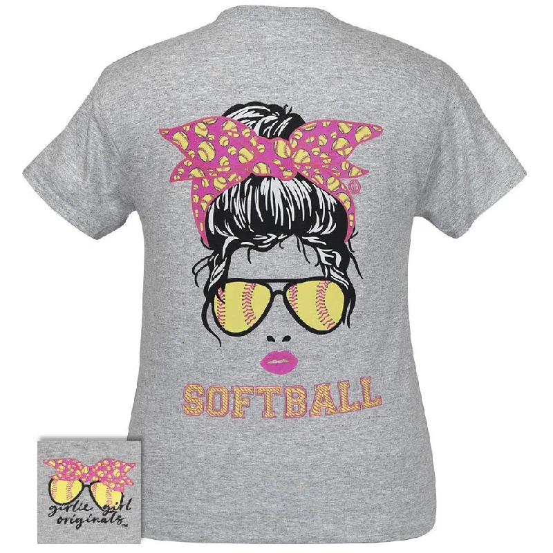 Puff Sleeve Women T Shirt for a Fashion - Forward LookMessy Bun Softball Sport Grey SS-2416 Puff Sleeve Women T Shirt for a Fashion - Forward LookMessy Bun Softball Sport Grey SS-2416
