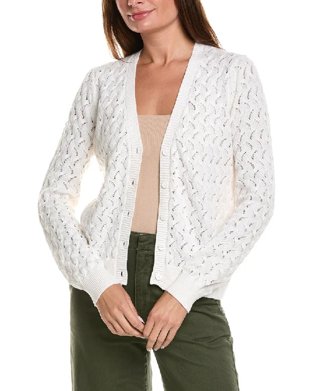 Minnie Rose Pointelle Cashmere-Blend Cardigan