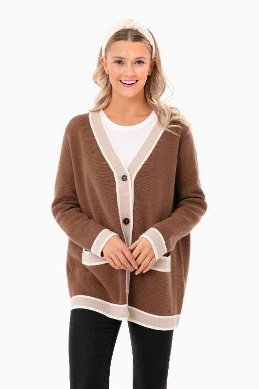 boyfriend style women cardigan for a relaxed fitMocha Lauren Cardigan