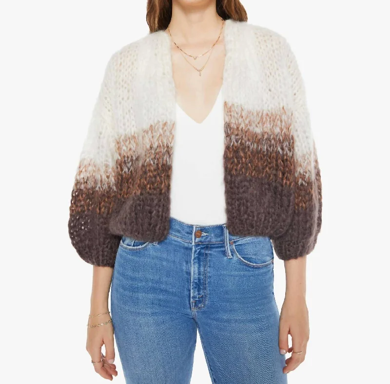 Mohair Bomber Cardigan In Ombre Brown