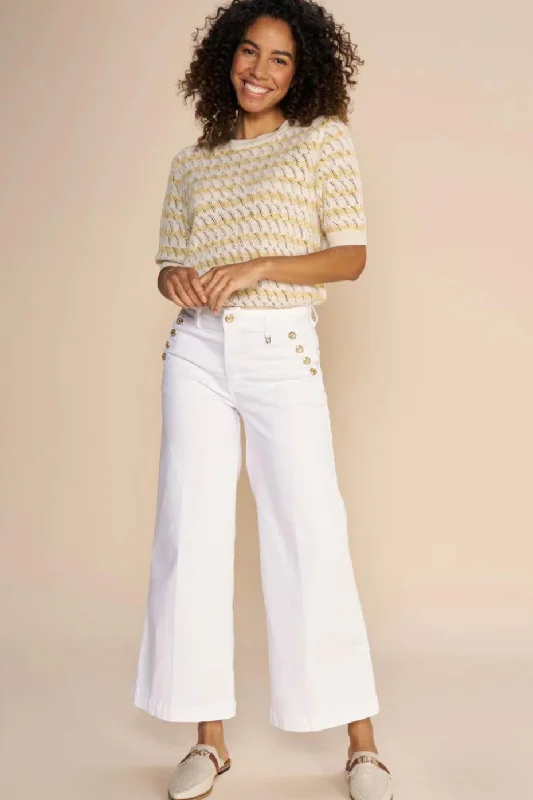 Plus Size Women's Embroidered Sweaters in Ethnic StylesMos Mosh White Ankle Reem Bianco Jeans