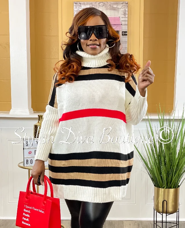 V - Neck Women's Ribbed Wool Sweaters for FallMs Berry Striped High Neck Sweater (Ivory) V - Neck Women's Ribbed Wool Sweaters for FallMs Berry Striped High Neck Sweater (Ivory)