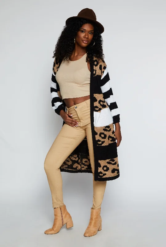 sequin embellished women cardigan for special occasionsColor Block Animal Print Long Cardigan sequin embellished women cardigan for special occasionsColor Block Animal Print Long Cardigan
