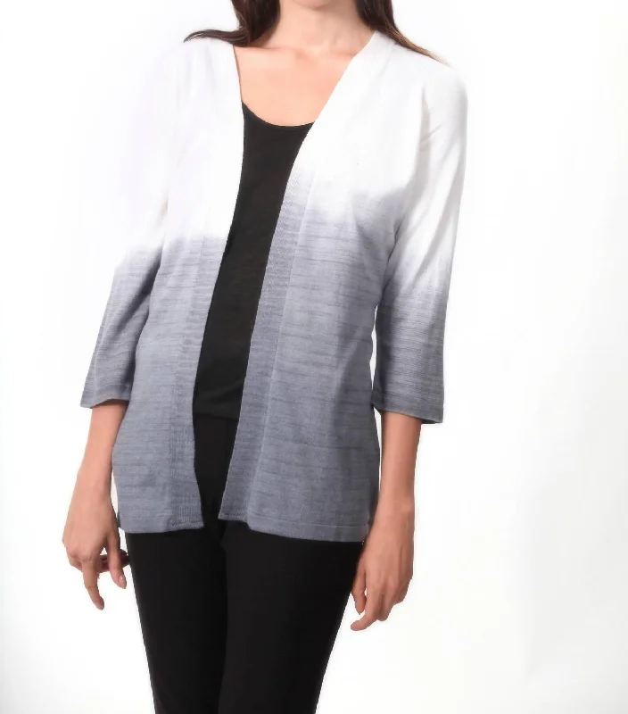 hooded women cardigan for added warmth and styleOmbre Back-Cutout Cardigan In Gray/white hooded women cardigan for added warmth and styleOmbre Back-Cutout Cardigan In Gray/white