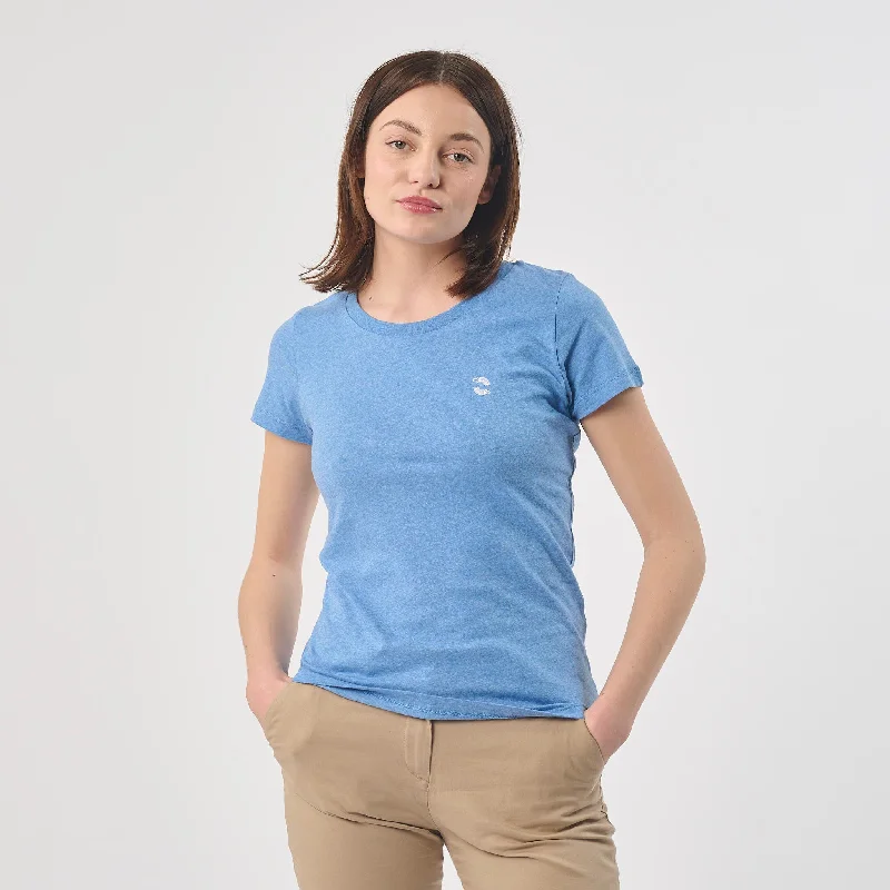 Crop Top Women T Shirt to Pair with High - Waisted BottomsOmnitau Women's Organic Cotton Fitted T-Shirt - Heather Blue