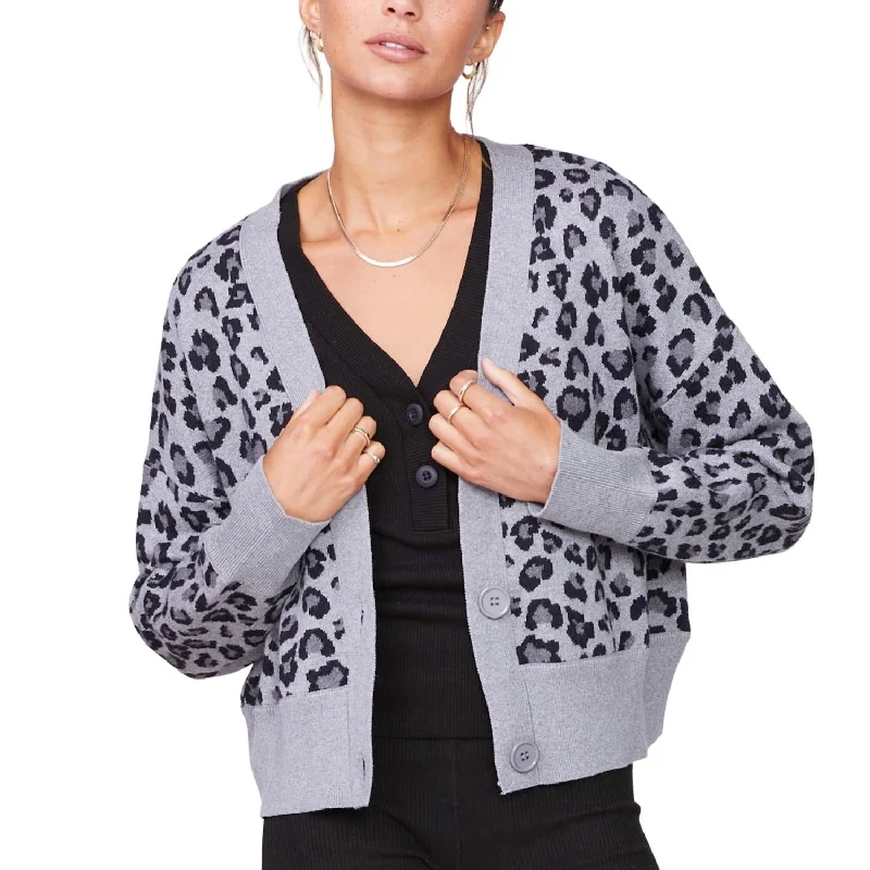lightweight women cardigan for spring and fallOversized Leopard Cardigan In Heather Grey lightweight women cardigan for spring and fallOversized Leopard Cardigan In Heather Grey
