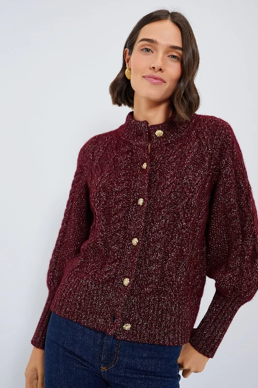 lightweight women cardigan for spring and fallOxblood Lurex Cashmere Colette Cardigan lightweight women cardigan for spring and fallOxblood Lurex Cashmere Colette Cardigan
