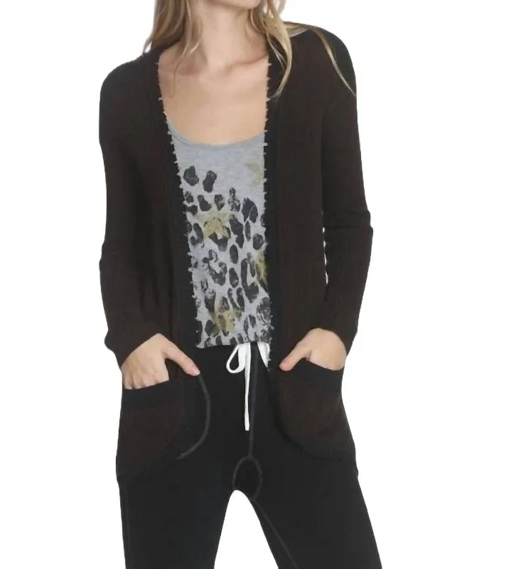 boyfriend style women cardigan for a relaxed fitParker Fray Cardigan In Brown/black boyfriend style women cardigan for a relaxed fitParker Fray Cardigan In Brown/black