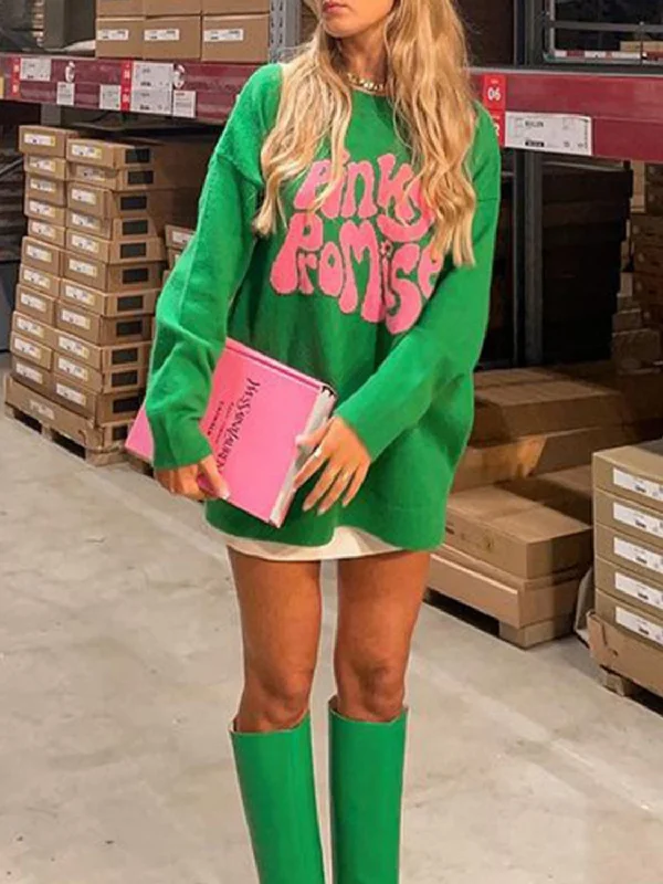 Hot Girl PINKY PROMISE Crewneck Sweater In Green