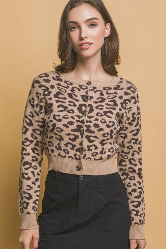 button down women cardigan with vintage buttonsLeopard Cardigan