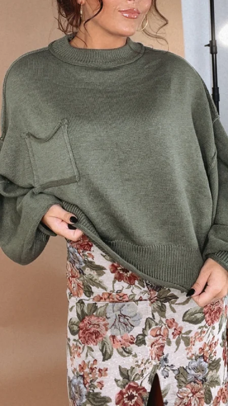 Open - Front Women's Cardigan - Style Mohair SweatersPOL: Elevated Basic Balloon Sleeve Sweater, Green Open - Front Women's Cardigan - Style Mohair SweatersPOL: Elevated Basic Balloon Sleeve Sweater, Green