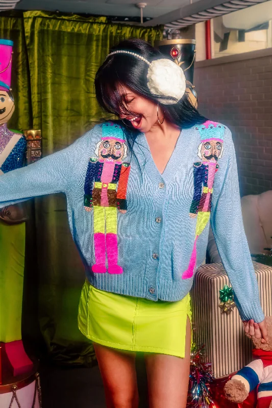 Powder Blue & Neon Nutcracker Cardigan