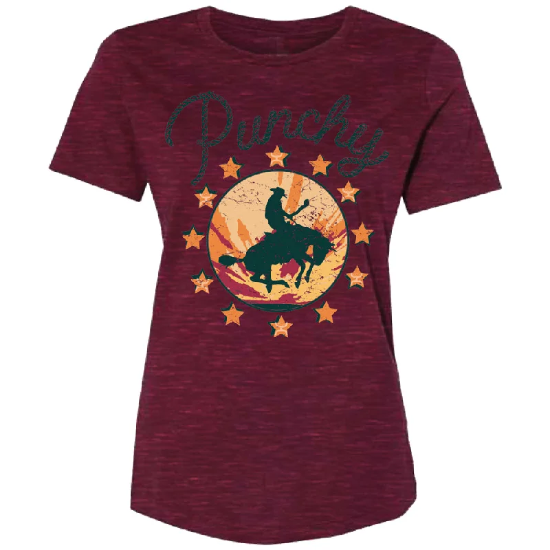 Ringer T Shirt Women with Retro - Inspired Stripes"Punchy" Cranberry w/Orange /Red Logo T-shirt Ringer T Shirt Women with Retro - Inspired Stripes"Punchy" Cranberry w/Orange /Red Logo T-shirt