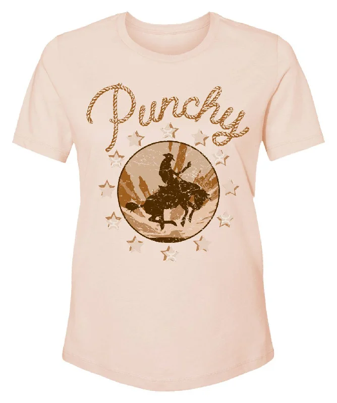 Embroidered Women T Shirt with Intricate Details"Punchy" Peach T-shirt