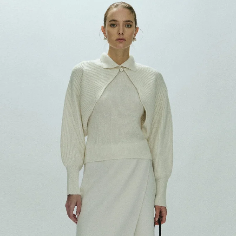 long length women cardigan with side slitsQuiet Luxury Wool Blend Ribbed Knit Collared Tank Top and Split Bolero Shrug Cardigan long length women cardigan with side slitsQuiet Luxury Wool Blend Ribbed Knit Collared Tank Top and Split Bolero Shrug Cardigan