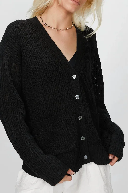 Ribbed Kurt Cardigan In Black