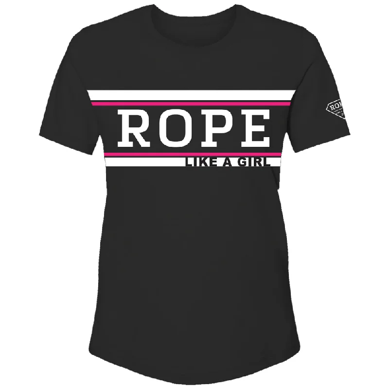 V - Neck Women T Shirt to Enhance the Neckline"Rope Like a Girl" Black w/RLAG Logo T-shirt