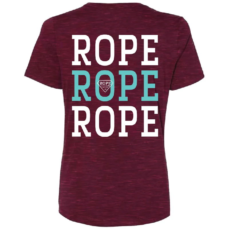 Plus Size Women T Shirt for a Comfortable and Flattering Fit"Rope Rope Rope" Cranberry w/White /Blue Logo T-shirt Plus Size Women T Shirt for a Comfortable and Flattering Fit"Rope Rope Rope" Cranberry w/White /Blue Logo T-shirt