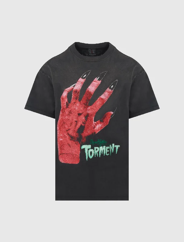 Ringer T Shirt Women with Retro - Inspired StripesDEVIL HAND SHORT SLEEVE TEE