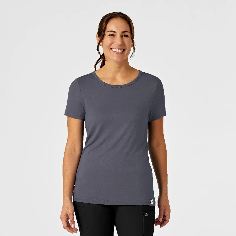 Organic Cotton Women T Shirt for Eco - Conscious WearersSilky Knit Short Sleeve Tee - Pewter