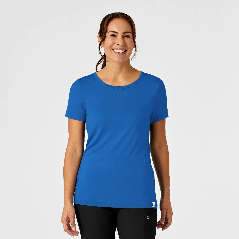 Floral Print Women T Shirt for a Feminine TouchSilky Knit Short Sleeve Tee - Royal