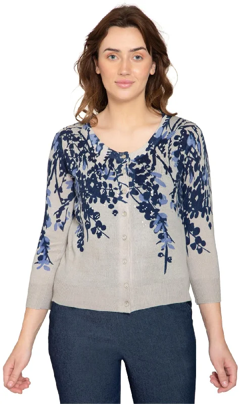 machine washable women cardigan for easy careWomen's ¾ Sleeve Knit Printed And Embellished Cardigan Sweater machine washable women cardigan for easy careWomen's ¾ Sleeve Knit Printed And Embellished Cardigan Sweater