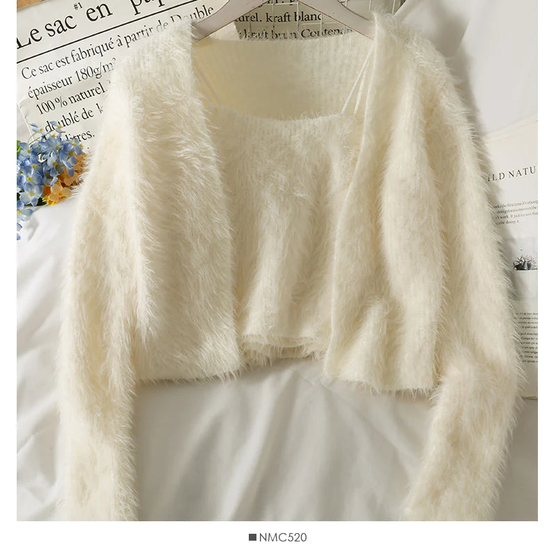 plus size women cardigan for comfortable layeringSlim cardigan long sleeved sweater with suspender vest inside S3044 plus size women cardigan for comfortable layeringSlim cardigan long sleeved sweater with suspender vest inside S3044