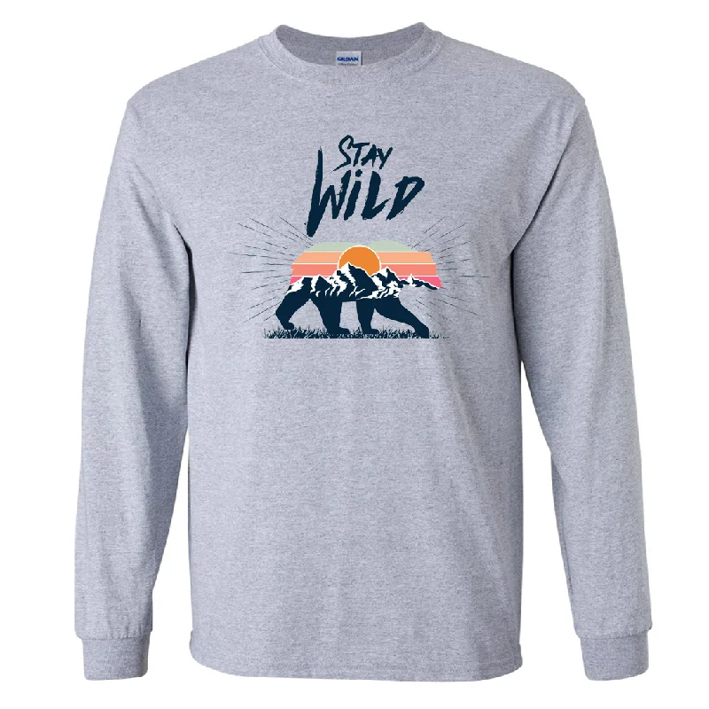 Stay Wild Sunset Bear Long Sleeve Shirt