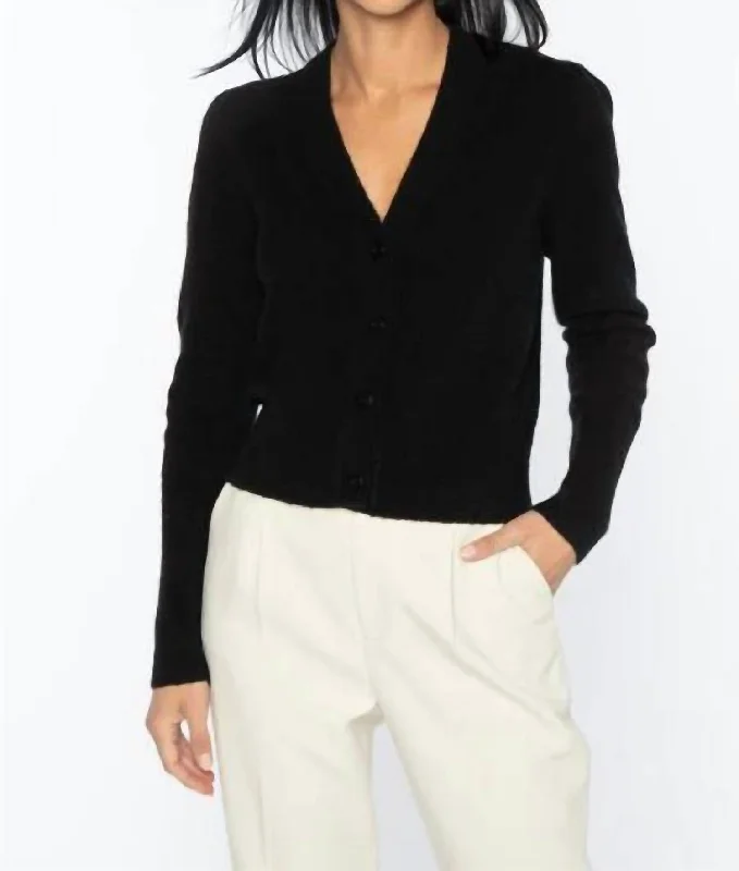 open front women cardigan for easy stylingStretch Boucle Button Cardigan In Black